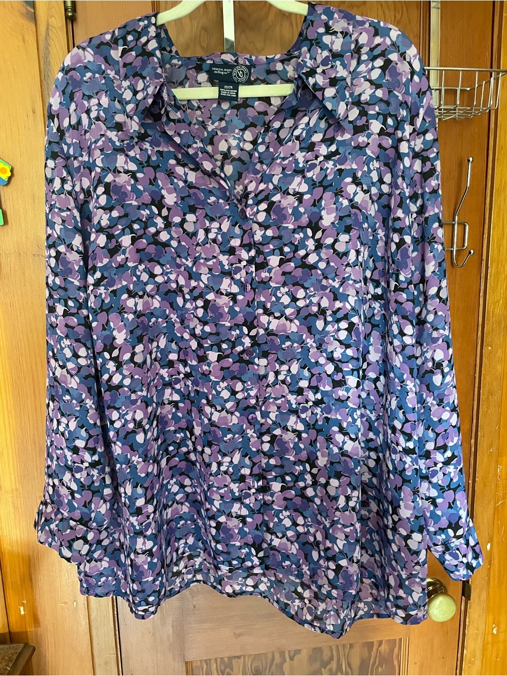 Venezia Purple Multi-Spot Button-Front Blouse